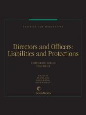 Business Law Monographs, Volume C8--Directors and Officers: Liabilities and Protection cover