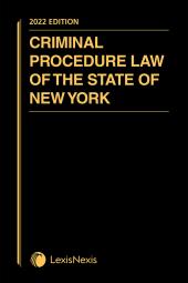 Criminal Procedure Law of the State of New York cover