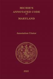 Maryland Code Citator cover