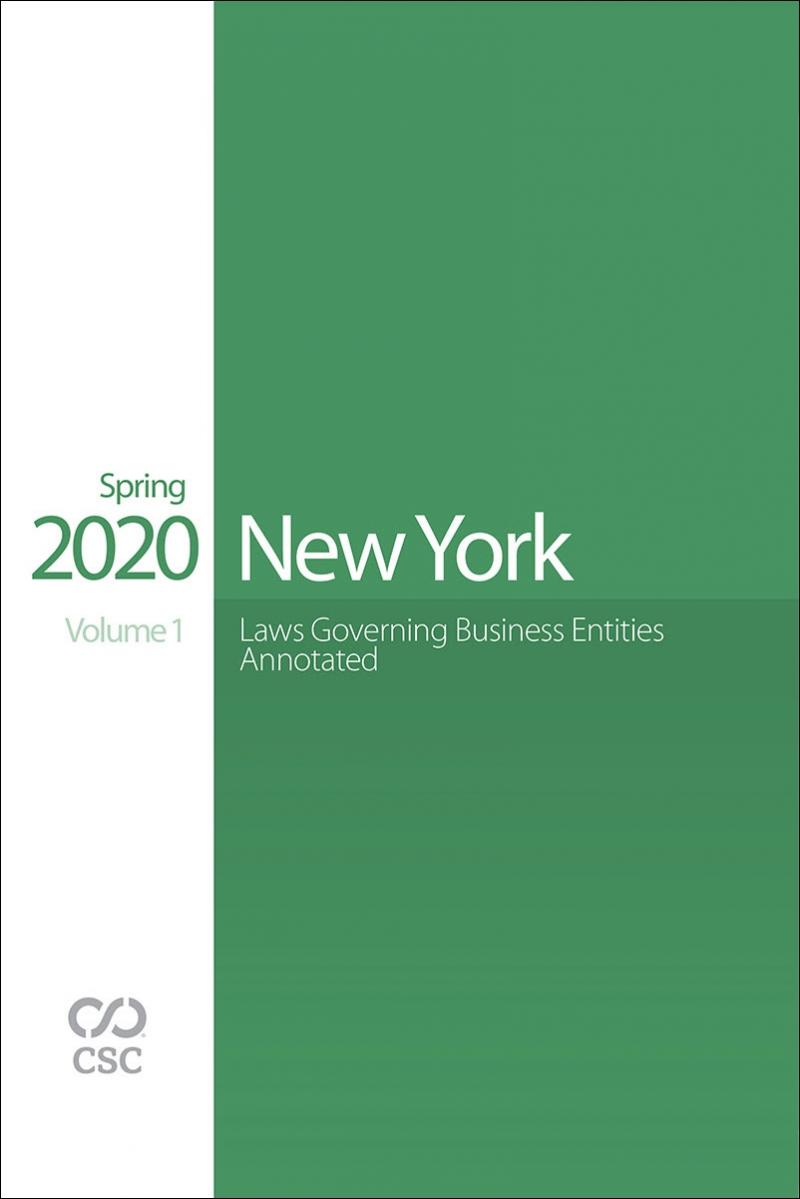 New York Laws Governing Business Entities Annotated