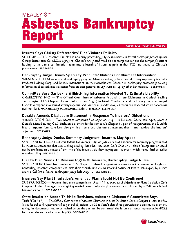 Mealey's Asbestos Bankruptcy Report
