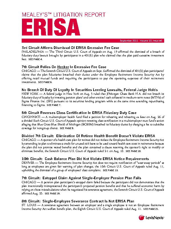 Mealey's Litigation Report: ERISA