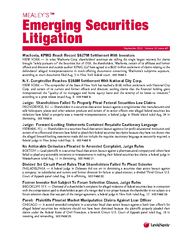Mealey's Emerging Securities Litigation