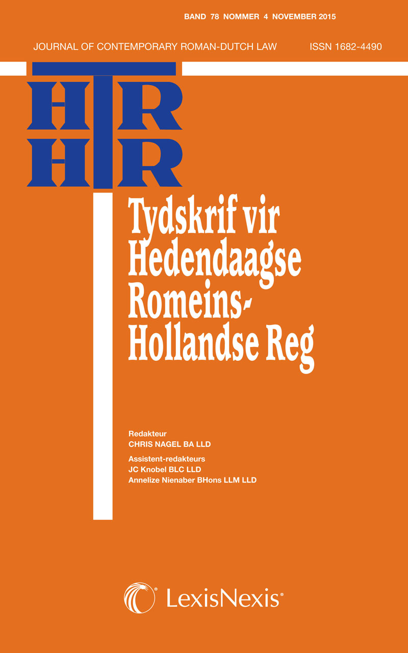 Tydskrif vir Hedendaagse Romeins-Hollandse Reg / Journal of Contemporary Roman-Dutch Law