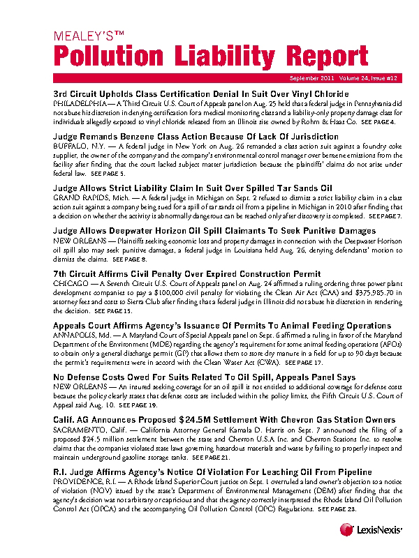 Mealey's Pollution Liability Report