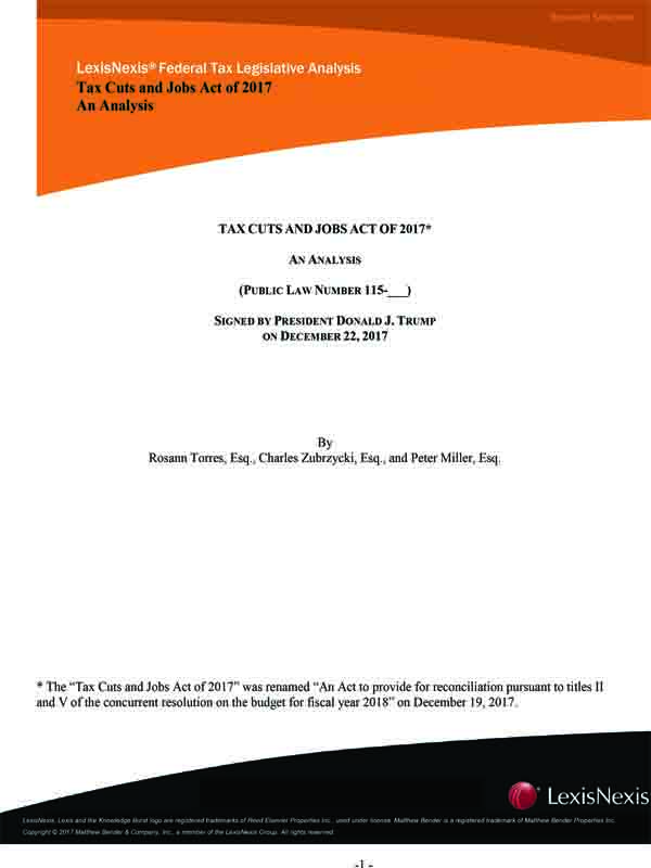 Tax Cuts and Jobs Act of 2017: An Analysis