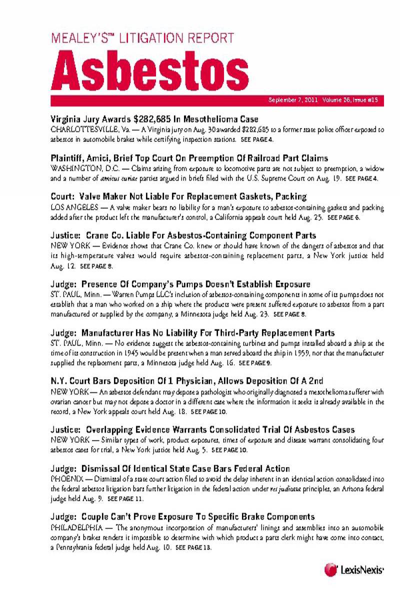 Mealey's Litigation Report: Asbestos