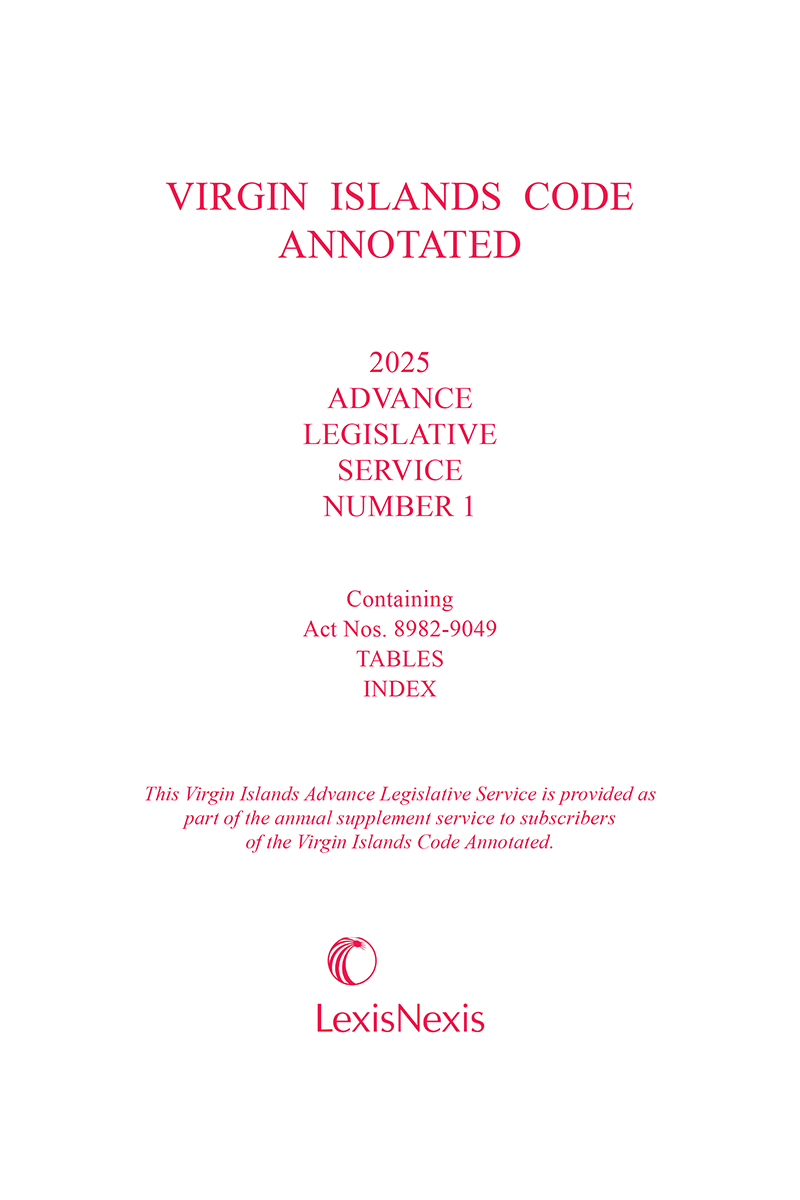 Virgin Islands Advance Legislation book cover