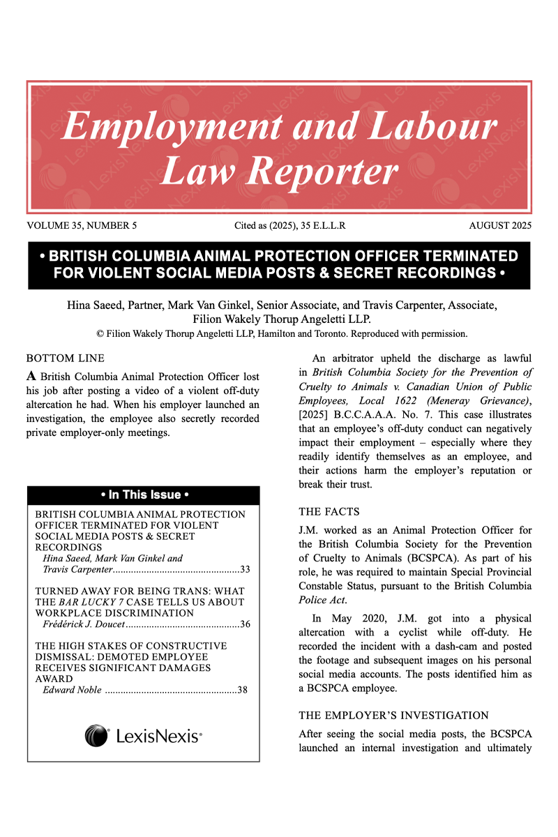 Employment and Labour Law Reporter- Newsletter + PDF