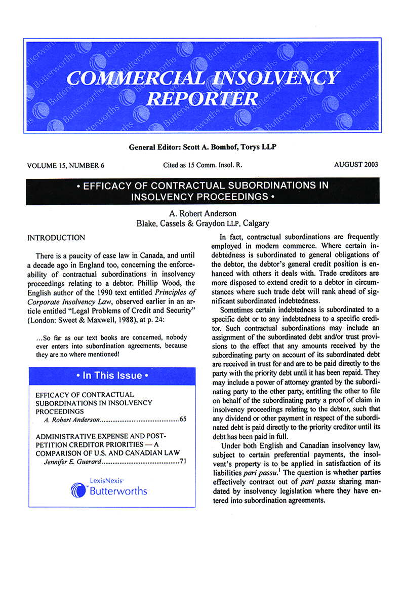 Commercial Insolvency Reporter - Newsletter (Volume 36)