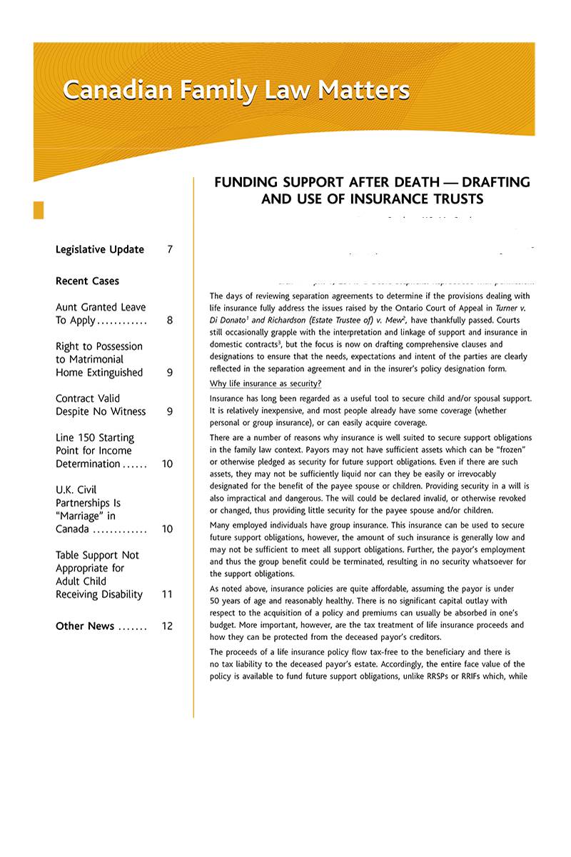 Canadian Family Law Matters – Newsletter