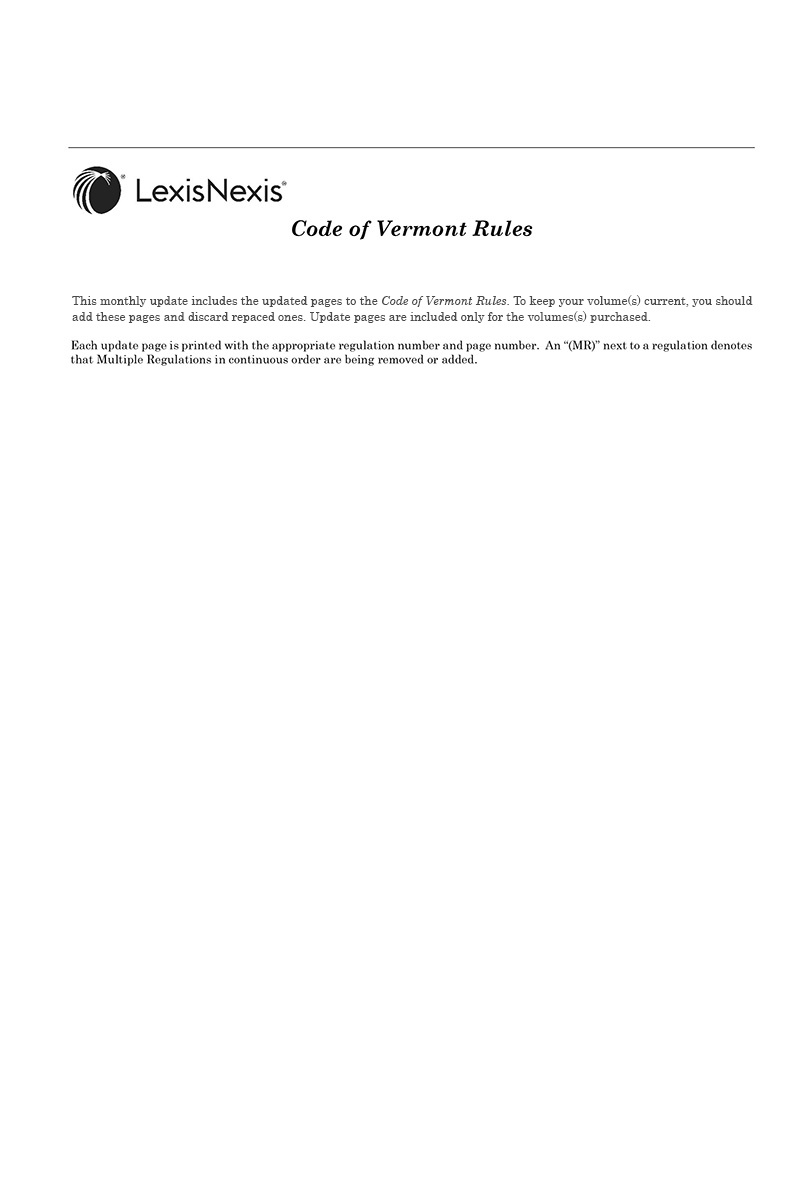 Code of Vermont Rules (Administrative Code)