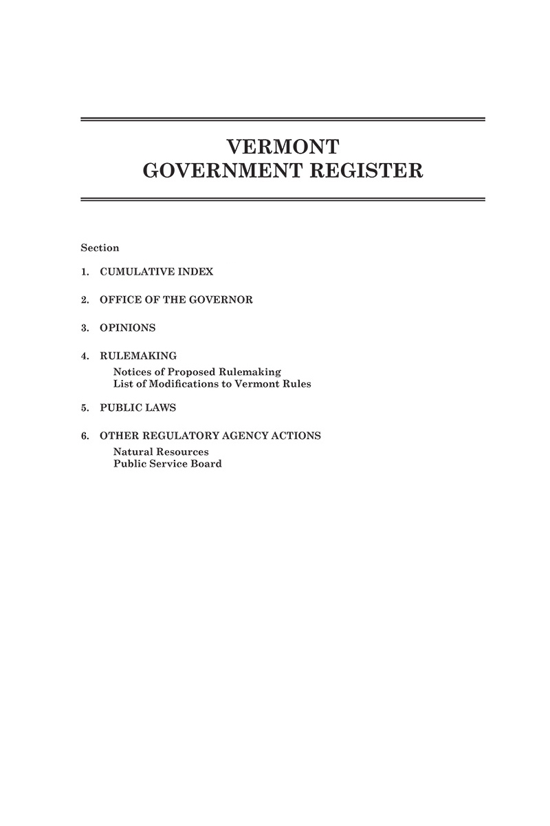 Vermont Government Register