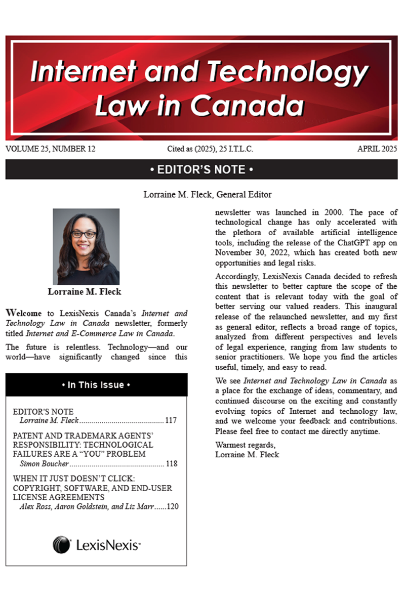Internet and Technology Law in Canada - Newsletter + PDF