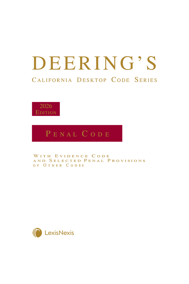 Deering's California Desktop Code Series, Penal Code book cover