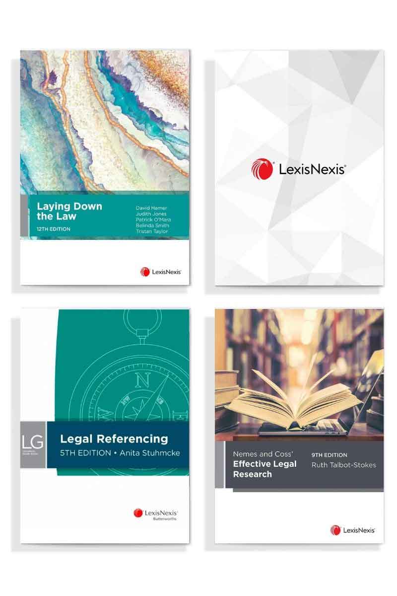 LexisNexis bundle with Laying Down the Law, Legal Dictionary, Legal Referencing, and Effective Legal Research, 9th edition. 