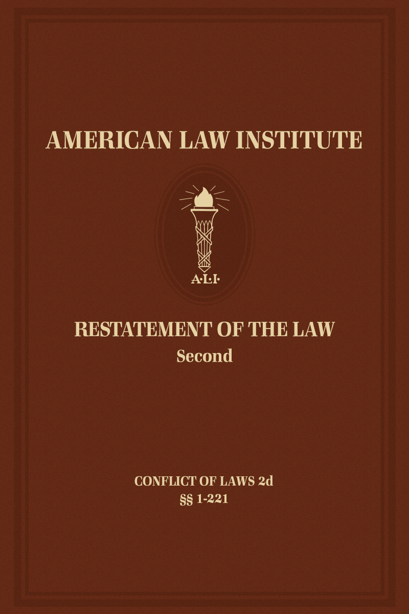 Restatement of the Law Second, Conflict of Laws book cover